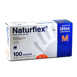 GUANTE LATEX C/POLVO T-G 100u NATURFLEX